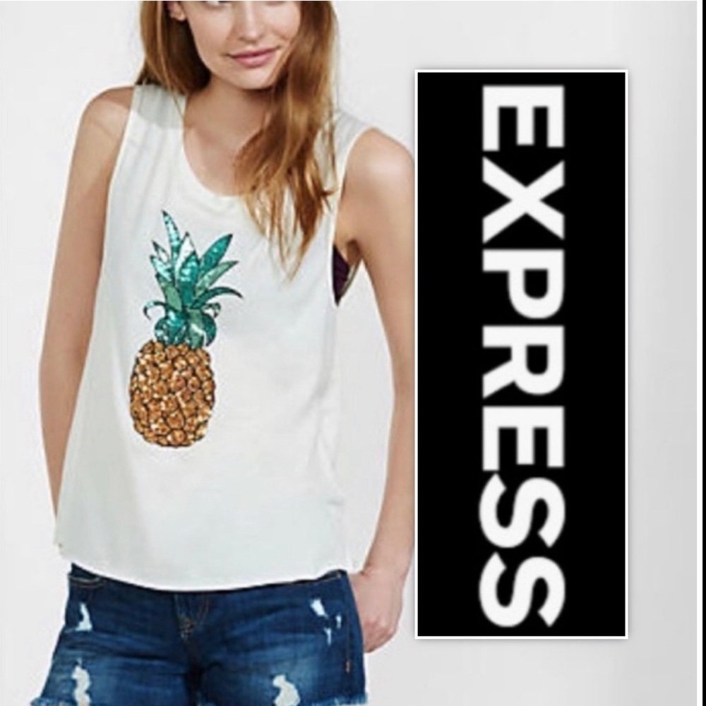EXPRESS Sequin Pineapple Tank